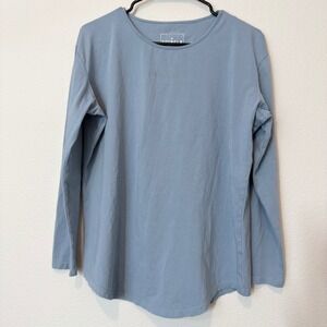 YoungLA Long Sleeve Shirt Mens Medium Blue Grey Excellent Model 444 Curved Hem